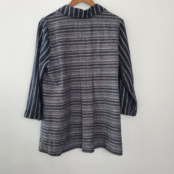 Habitat Womens Linen Blend Button Up Tunic Top Size M Lagenlook Minimalist Artsy - Picture 3 of 9